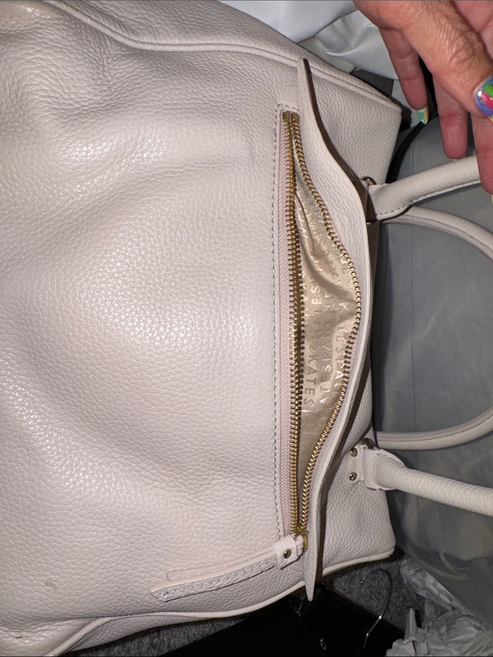 kate spade pebbled leather tote in beige - Picture 7 of 8